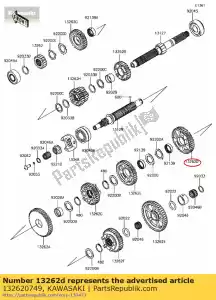 kawasaki 132620749 engrenage, sortie 3e, 38t zg1400a9f - La partie au fond