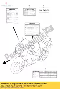 suzuki 6831933E81 label, algemeen w - Onderkant