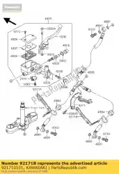 Here you can order the clamp,brake hose,rh vn2000-a2 from Kawasaki, with part number 921710531: