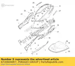 Qui puoi ordinare coperchio spoiler destro da Piaggio Group , con numero parte 67308040R7: