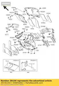 kawasaki 391561667 pad,cnt cowling,lh,fr zx600-e9 - Bottom side