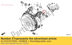 Honda 61103357000 goma, fr. guardabarros - Lado superior