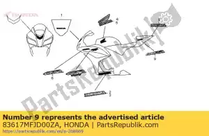 Honda 83617MFJD00ZA marca, rr. tipo de capô * do assento - Lado inferior