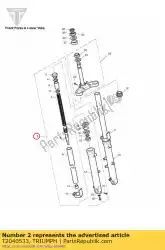 Aquí puede pedir montaje de la pata de la horquilla r de Triumph , con el número de pieza T2040533: