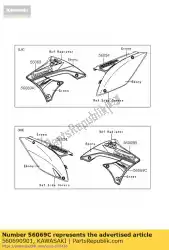 patroon, lijkwade, lwr, rh van Kawasaki, met onderdeel nummer 560690901, bestel je hier online: