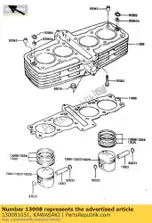 Here you can order the ring-set-piston,std from Kawasaki, with part number 130081051: