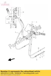 yamaha 4SH263111100 kabel, gasklep 1 - Onderkant