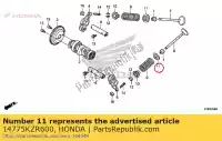 14775KZR600, Honda, siège, ressort de soupape honda sh i  ad a d ww125ex2 sh125 sh125a sh125ad sh125d ww125 pcx150 sh150d pcx150a 125 150 , Nouveau