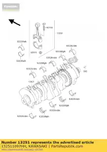 kawasaki 132511097HH zx750-p2 de conexão de montagem de haste - Lado inferior