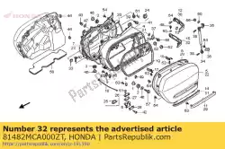 Here you can order the lwr moul,*pb356m* from Honda, with part number 81482MCA000ZT: