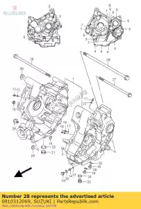 Suzuki 0910312069 perno, 12x320 - Lado inferior