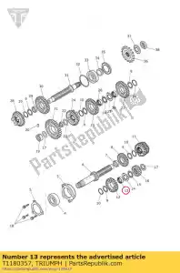 triumph T1180357 bush, splined, input, 6e - Onderkant