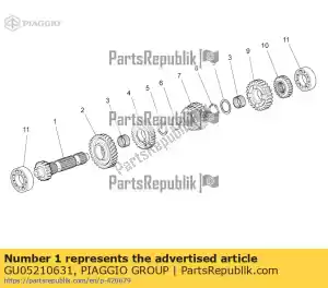 Piaggio Group GU05210631 wa? przek?adni g?ównej z = 17 - Dół