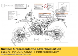 aprilia 856878 reifendruckaufkleber - Unterseite