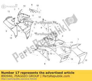 Piaggio Group 890940 rebite de plástico - Lado inferior