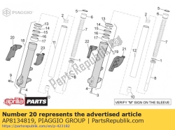 Aprilia AP8134819, Rechts voorspatbordsteun., OEM: Aprilia AP8134819