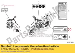 honda 87507KSE670 etichetta, catena di trasmissione (inglese) - Il fondo