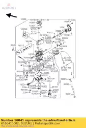 Ici, vous pouvez commander le carburateur d'arbre auprès de Suzuki , avec le numéro de pièce K160410002: