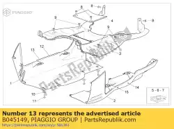 Ici, vous pouvez commander le décalcomanie sous le repose-pied de la bande inférieure droite auprès de Piaggio Group , avec le numéro de pièce B045149: