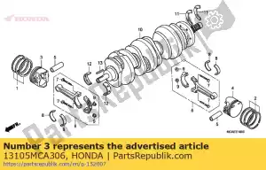 Honda 13105MCA306 pistão, r. (0,75) - Lado inferior