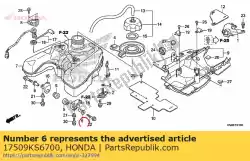 Aquí puede pedir collar, ajuste del tanque de Honda , con el número de pieza 17509KS6700: