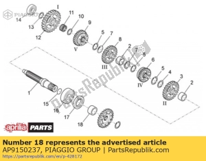 aprilia AP9150237 spacer 25x32x22 - Bottom side