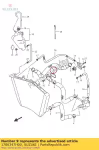 suzuki 1786347H00 o ring, cil water - Onderkant