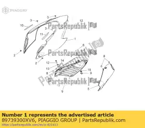 Piaggio Group 89739300XV6 carenagem traseira. verde - Lado inferior