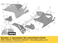 AP8178004, Aprilia, kuip deel rechts grijs zwart rood r, Gebruikt