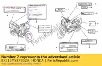 87515MY2720ZA, Honda, label, engine oil caution *typeg * (typeg ) honda nx 650 1993 1994, New