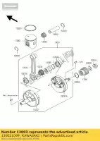 130021099, Kawasaki, axe-piston kx125-k1 kawasaki kx 125 1994 1995 1996 1997 1998 1999 2000 2001 2002 2003 2004 2005 2006 2007 2008, Nouveau