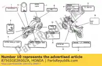 87565GE2R00ZA, Honda, label kleur t1 honda nsr  s f nsr50s 50 , Nieuw