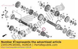 tandwiel, hoofdas derde en vierde (19t / 24t) van Honda, met onderdeel nummer 23451MCWD00, bestel je hier online: