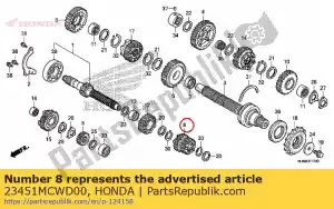 honda 23451MCWD00 gear, mainshaft third & fourth (19t/24t) - Bottom side