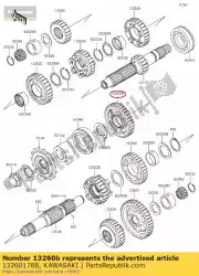 versnelling, uitgang 2e, 35t ej650-a1 van Kawasaki, met onderdeel nummer 132601788, bestel je hier online: