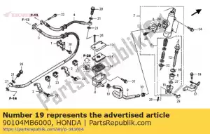 honda 90104MB6000 parafuso, flange, 8x28 - Lado inferior