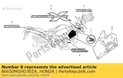 geen beschrijving beschikbaar op dit moment van Honda, met onderdeel nummer 86650MGHD30ZA, bestel je hier online: