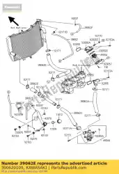 Here you can order the hose-cooling,thermostat- from Kawasaki, with part number 390620109: