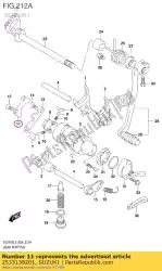 lifter, gear shi van Suzuki, met onderdeel nummer 2533138201, bestel je hier online: