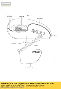 kawasaki 560521068 segno, coperchio laterale, w650 ej650-a1 - Il fondo