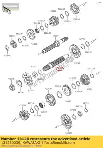 kawasaki 131280039 saída da transmissão do eixo klx25 - Lado inferior