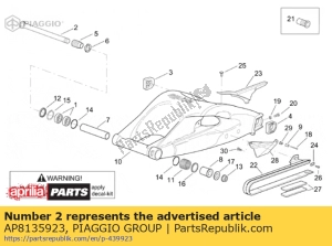 aprilia AP8135923 achterste achterbrug pin - Onderkant