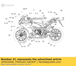 aprilia 2H002698 autocollant de bande de carénage côté gauche - La partie au fond