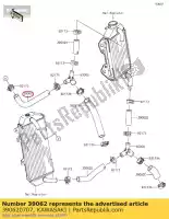 390620707, Kawasaki, hose-cooling,rad.lh upp- kx450 kawasaki  kx 450 2016 2017 2018 2019 2020 2021, New