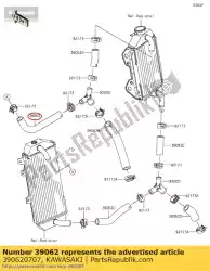 Aqui você pode pedir o resfriamento de mangueira, rad. Lh upp- kx450 em Kawasaki , com o número da peça 390620707: