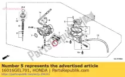 schroeven set van Honda, met onderdeel nummer 16016GEL701, bestel je hier online: