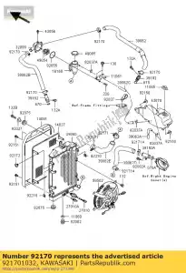 Kawasaki 921701032 clamp,cooling hose - Bottom side