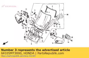 Honda 64105MT3000 cap, screen setting screw - Bottom side