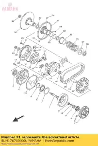 yamaha 5UH176700000 polea deslizante secundaria - Lado inferior