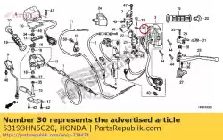 Aqui você pode pedir o mola, retorno da alavanca de estacionamento em Honda , com o número da peça 53193HN5C20: